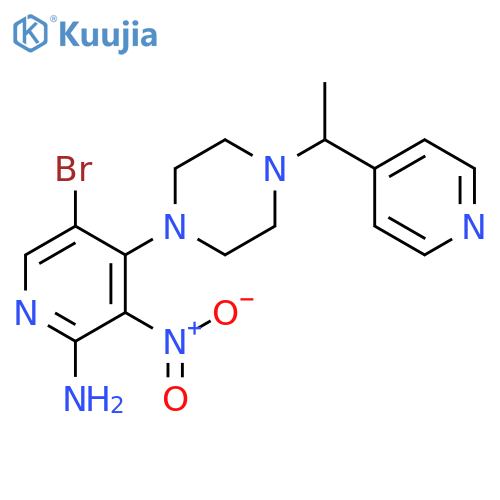 5-Bromo-3-nitro-4-(4-(1-(pyridin-4-yl)ethyl)piperazin-1-yl)pyridin-2-amine structure