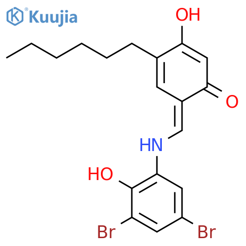 6-[(3,5-dibromo-2-hydroxyanilino)methylidene]-4-hexyl-3-hydroxycyclohexa-2,4-dien-1-one structure