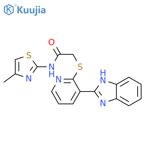 2-{3-(1H-1,3-benzodiazol-2-yl)pyridin-2-ylsulfanyl}-N-(4-methyl-1,3-thiazol-2-yl)acetamide structure