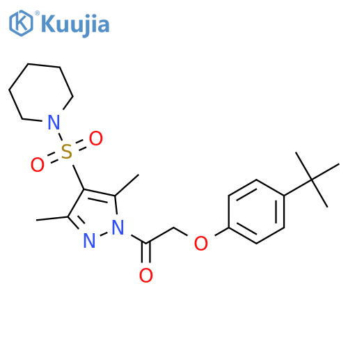 2-(4-tert-butylphenoxy)-1-3,5-dimethyl-4-(piperidine-1-sulfonyl)-1H-pyrazol-1-ylethan-1-one structure