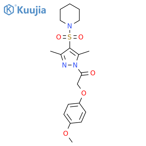 1-3,5-dimethyl-4-(piperidine-1-sulfonyl)-1H-pyrazol-1-yl-2-(4-methoxyphenoxy)ethan-1-one structure