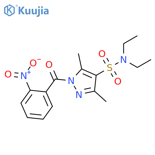 N,N-diethyl-3,5-dimethyl-1-(2-nitrobenzoyl)-1H-pyrazole-4-sulfonamide structure