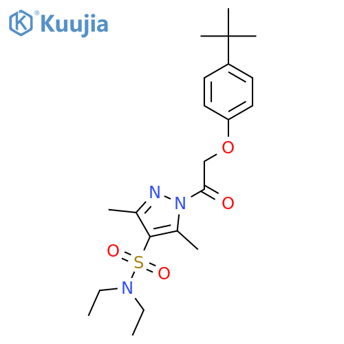 1-2-(4-tert-butylphenoxy)acetyl-N,N-diethyl-3,5-dimethyl-1H-pyrazole-4-sulfonamide structure