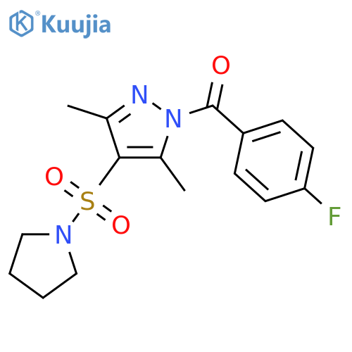 1-(4-fluorobenzoyl)-3,5-dimethyl-4-(pyrrolidine-1-sulfonyl)-1H-pyrazole structure