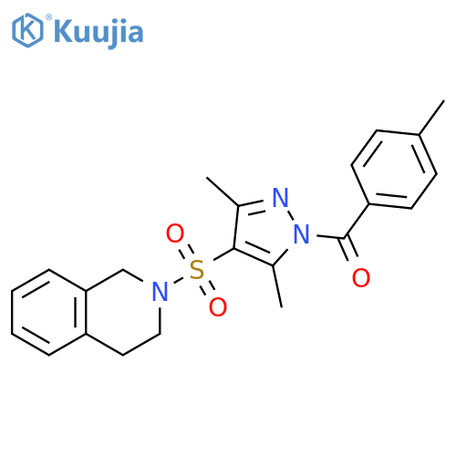 2-{3,5-dimethyl-1-(4-methylbenzoyl)-1H-pyrazol-4-ylsulfonyl}-1,2,3,4-tetrahydroisoquinoline structure