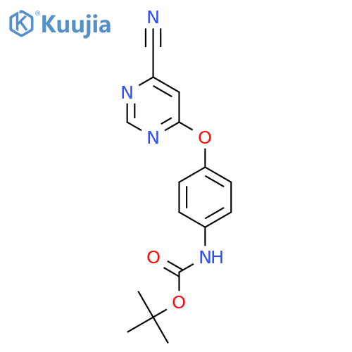 tert-Butyl (4-((6-cyanopyrimidin-4-yl)oxy)phenyl)carbamate structure