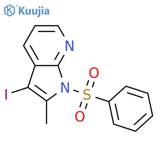 1-(benzenesulfonyl)-3-iodo-2-methyl-1H-pyrrolo[2,3-b]pyridine structure