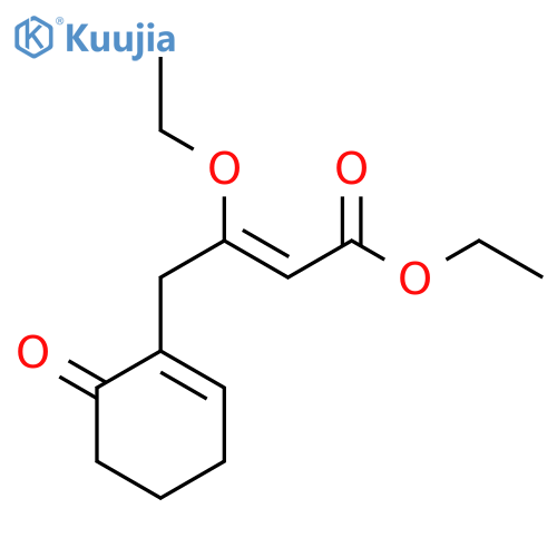 2-Butenoic acid, 3-ethoxy-4-(6-oxo-1-cyclohexen-1-yl)-, ethyl ester, (Z)- structure