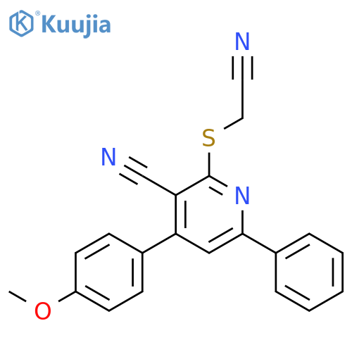 3-Pyridinecarbonitrile,2-[(cyanomethyl)thio]-4-(4-methoxyphenyl)-6-phenyl- structure