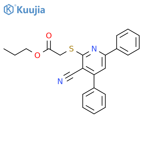 Acetic acid, [(3-cyano-4,6-diphenyl-2-pyridinyl)thio]-, propyl ester structure