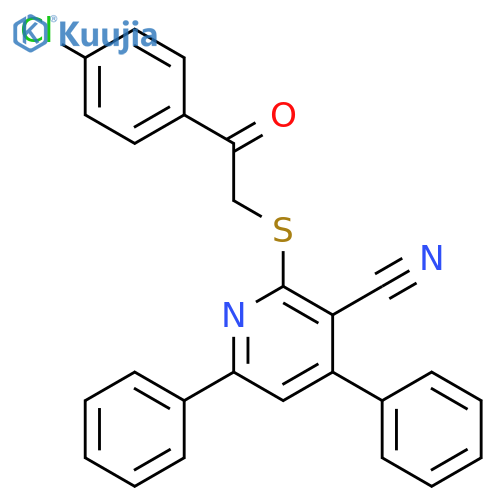 2-[2-(4-Chloro-phenyl)-2-oxo-ethylsulfanyl]-4,6-diphenyl-nicotinonitrile structure