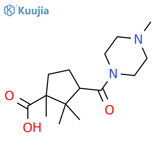 1,2,2-trimethyl-3-(4-methylpiperazine-1-carbonyl)cyclopentane-1-carboxylic acid structure