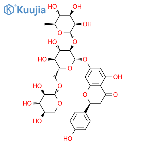 4H-1-Benzopyran-4-one, 7-[(O-6-deoxy-α-L-mannopyranosyl-(1→2)-O-[β-D-xylopyranosyl-(1→6)]-β-D-glucopyranosyl)oxy]-2,3-dihydro-5-hydroxy-2-(4-hydroxyphenyl)-, (2S)- structure