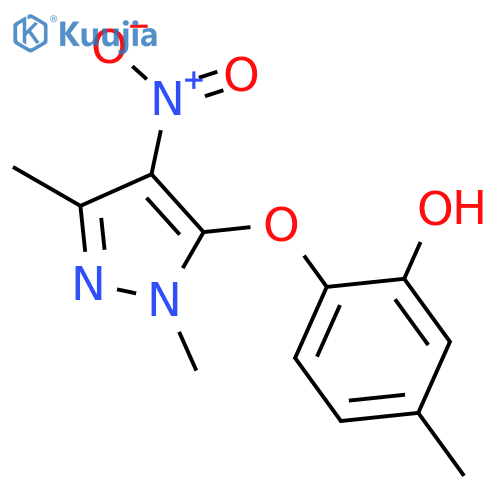 Phenol,  2-[(1,3-dimethyl-4-nitro-1H-pyrazol-5-yl)oxy]-5-methyl- structure