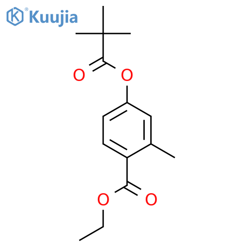 Benzoic acid, 4-(2,2-dimethyl-1-oxopropoxy)-2-methyl-, ethyl ester structure