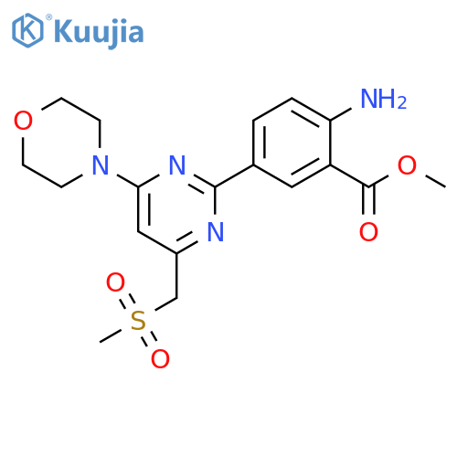 methyl 2-amino-5-[4-(methylsulfonylmethyl)-6-morpholin-4-yl-pyrimidin-2-yl]benzoate structure