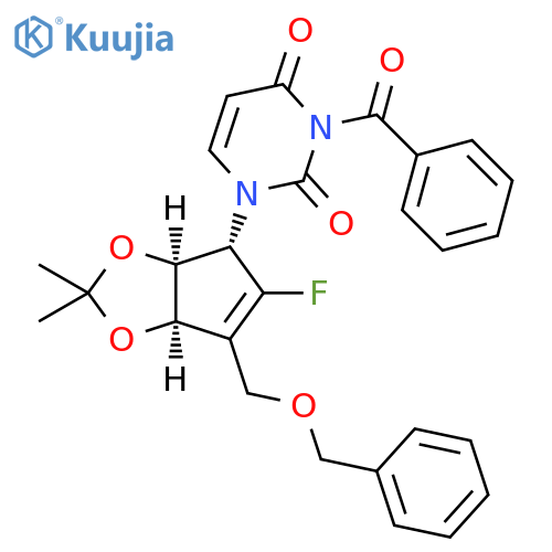 2,4(1H,3H)-Pyrimidinedione, 3-benzoyl-1-[(3aS,4S,6aR)-5-fluoro-3a,6a-dihydro-2,2-dimethyl-6-[(phenylmethoxy)methyl]-4H-cyclopenta-1,3-dioxol-4-yl]- structure