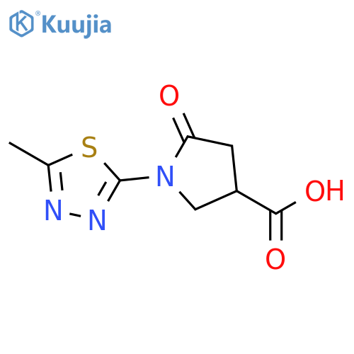1-(5-methyl-1,3,4-thiadiazol-2-yl)-5-oxopyrrolidine-3-carboxylic acid structure