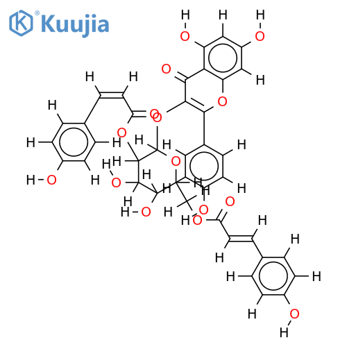 2",6"-Di-O-(4-hydroxycinnamoyl)-3-O-beta-D-Glucopyranosyloxy-4’,5,7-trihydroxyflavone structure