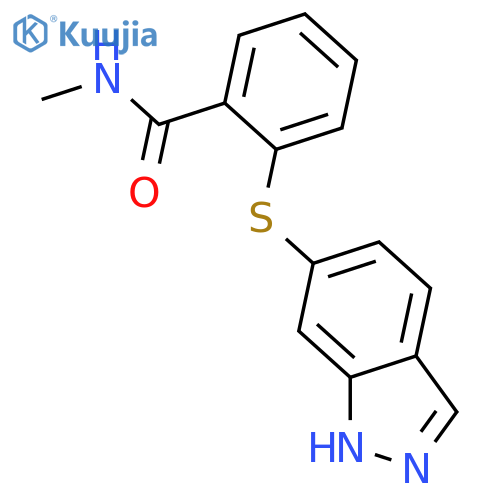 2-(1H-indazol-6-ylsulfanyl)-N-methyl-benzamide structure