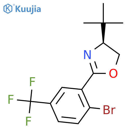 Oxazole, 2-[2-bromo-5-(trifluoromethyl)phenyl]-4-(1,1-dimethylethyl)-4,5-dihydro-, (4S)- structure