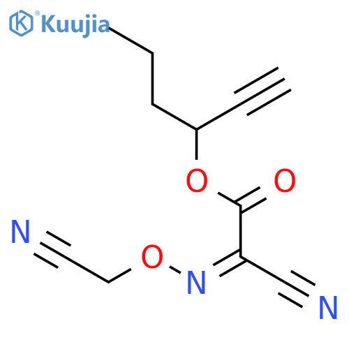 Acetic acid, cyano[(cyanomethoxy)imino]-, 1-ethynylbutyl ester structure