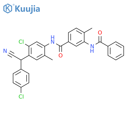 3-Benzamido-N-[5-chloro-4-[(4-chlorophenyl)(cyano)methyl]-2-methylphenyl]-4-methylbenzamide structure