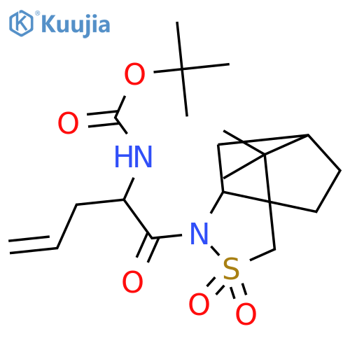 Carbamic acid, N-[(1S)-1-[[(3aS,6R,7aR)-tetrahydro-8,8-dimethyl-2,2-dioxido-3H-3a,6-methano-2,1-benzisothiazol-1(4H)-yl]carbonyl]-3-buten-1-yl]-, 1,1-dimethylethyl ester structure