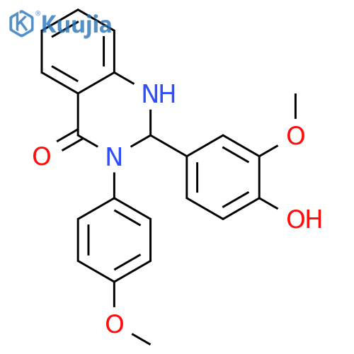 <br>2-(4-Hydroxy-3-methoxy-phenyl)-3-(4-methoxy-phenyl)-2,3-dihydro-1H-quinazol in-4-one structure