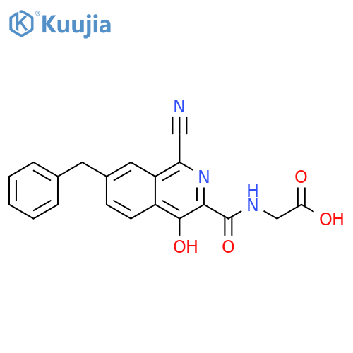 Glycine,  N-[[1-cyano-4-hydroxy-7-(phenylmethyl)-3-isoquinolinyl]carbonyl]- structure