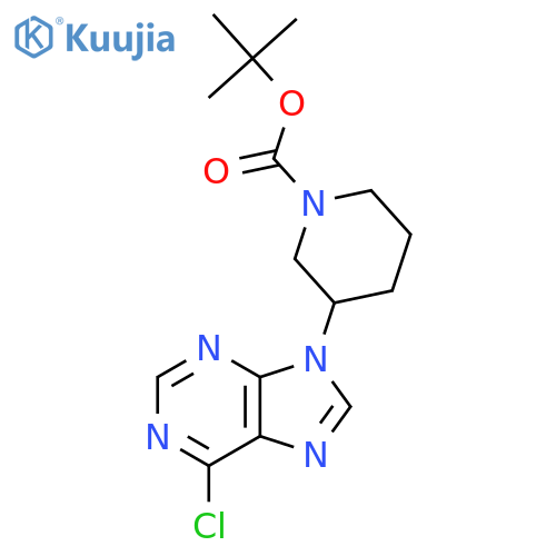 Tert-butyl 3-(6-chloro-9H-purin-9-yl)piperidine-1-carboxylate structure