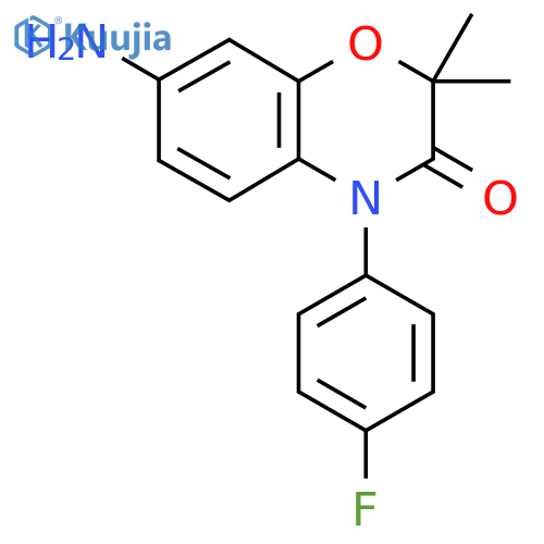 7-amino-4-(4-fluorophenyl)-2,2-dimethyl-2H-1,4-benzoxazin-3(4H)-one structure