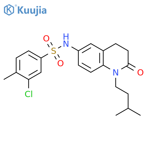 3-chloro-4-methyl-N-1-(3-methylbutyl)-2-oxo-1,2,3,4-tetrahydroquinolin-6-ylbenzene-1-sulfonamide structure