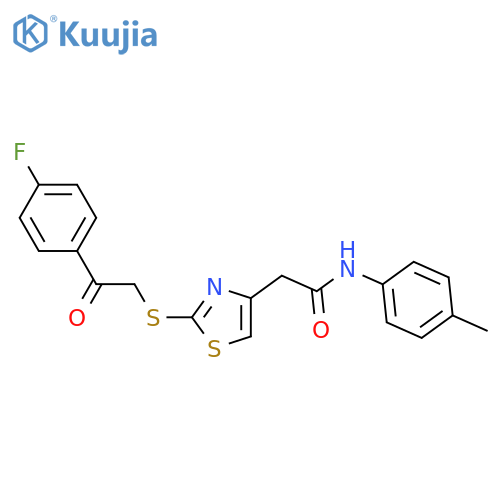 2-(2-{2-(4-fluorophenyl)-2-oxoethylsulfanyl}-1,3-thiazol-4-yl)-N-(4-methylphenyl)acetamide structure
