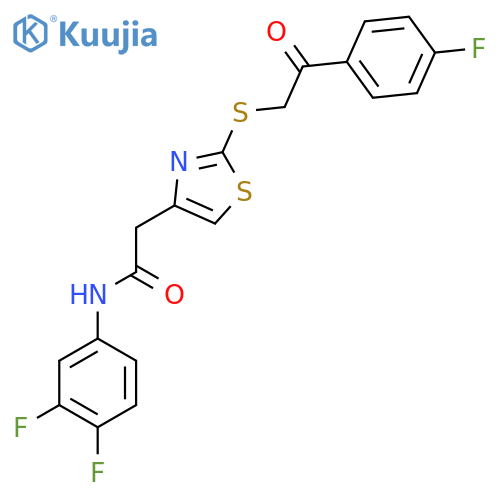 N-(3,4-difluorophenyl)-2-(2-{2-(4-fluorophenyl)-2-oxoethylsulfanyl}-1,3-thiazol-4-yl)acetamide structure