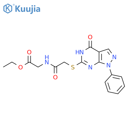 ethyl 2-2-({4-oxo-1-phenyl-1H,4H,5H-pyrazolo3,4-dpyrimidin-6-yl}sulfanyl)acetamidoacetate structure