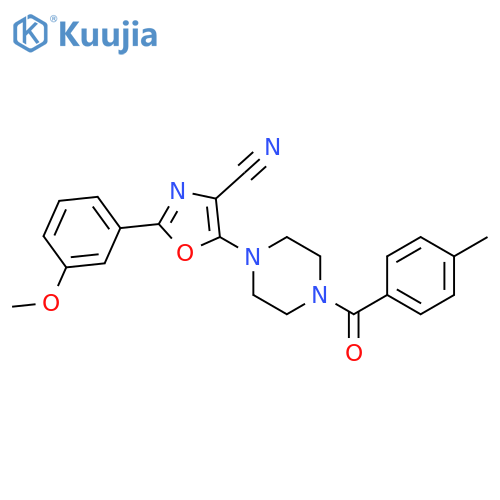 2-(3-methoxyphenyl)-5-4-(4-methylbenzoyl)piperazin-1-yl-1,3-oxazole-4-carbonitrile structure