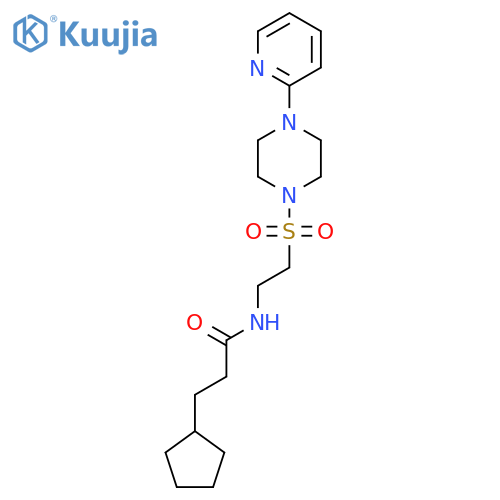 3-cyclopentyl-N-(2-{4-(pyridin-2-yl)piperazin-1-ylsulfonyl}ethyl)propanamide structure