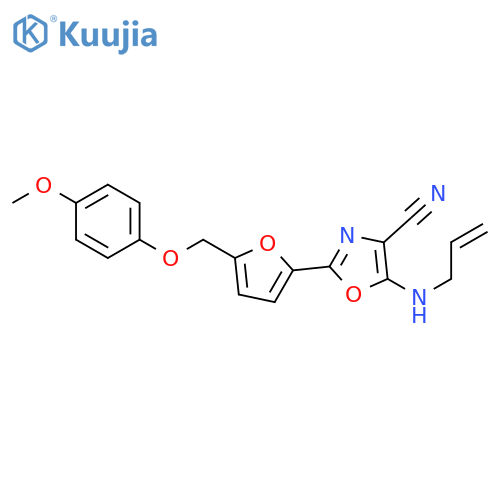 2-{5-(4-methoxyphenoxy)methylfuran-2-yl}-5-(prop-2-en-1-yl)amino-1,3-oxazole-4-carbonitrile structure