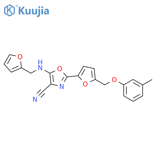 5-{(furan-2-yl)methylamino}-2-{5-(3-methylphenoxy)methylfuran-2-yl}-1,3-oxazole-4-carbonitrile structure