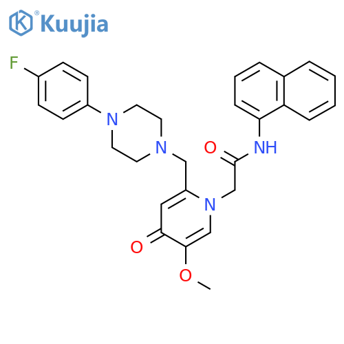 2-(2-{4-(4-fluorophenyl)piperazin-1-ylmethyl}-5-methoxy-4-oxo-1,4-dihydropyridin-1-yl)-N-(naphthalen-1-yl)acetamide structure
