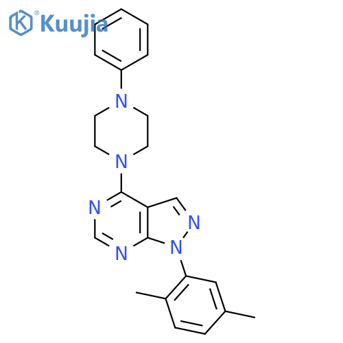 1-1-(2,5-dimethylphenyl)-1H-pyrazolo3,4-dpyrimidin-4-yl-4-phenylpiperazine structure