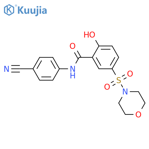 N-(4-cyanophenyl)-2-hydroxy-5-(morpholine-4-sulfonyl)benzamide structure
