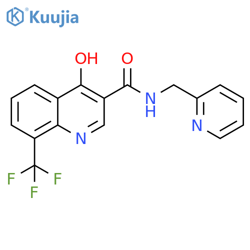 4-hydroxy-N-(pyridin-2-yl)methyl-8-(trifluoromethyl)quinoline-3-carboxamide structure