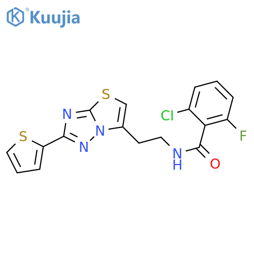2-chloro-6-fluoro-N-{2-2-(thiophen-2-yl)-1,2,4triazolo3,2-b1,3thiazol-6-ylethyl}benzamide structure