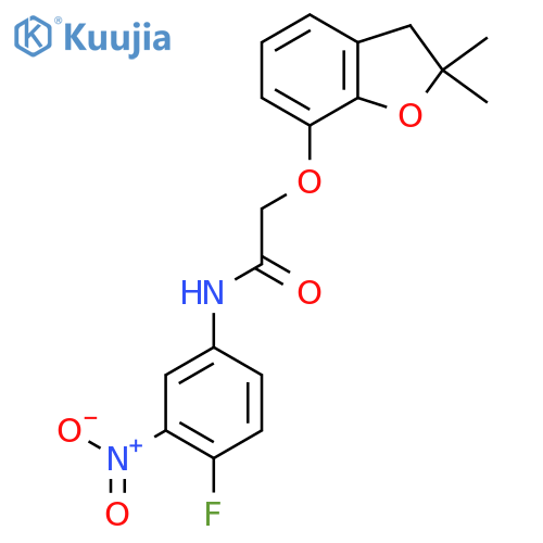 2-(2,2-dimethyl-2,3-dihydro-1-benzofuran-7-yl)oxy-N-(4-fluoro-3-nitrophenyl)acetamide structure