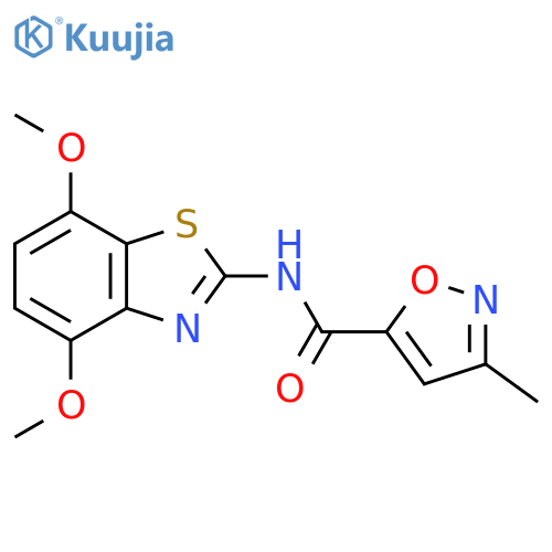 N-(4,7-dimethoxy-1,3-benzothiazol-2-yl)-3-methyl-1,2-oxazole-5-carboxamide structure