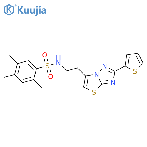2,4,5-trimethyl-N-{2-2-(thiophen-2-yl)-1,2,4triazolo3,2-b1,3thiazol-6-ylethyl}benzene-1-sulfonamide structure