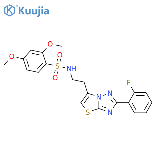 N-{2-2-(2-fluorophenyl)-1,2,4triazolo3,2-b1,3thiazol-6-ylethyl}-2,4-dimethoxybenzene-1-sulfonamide structure