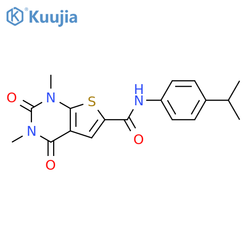 1,3-dimethyl-2,4-dioxo-N-4-(propan-2-yl)phenyl-1H,2H,3H,4H-thieno2,3-dpyrimidine-6-carboxamide structure